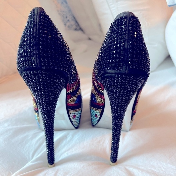 Mascotte “Linda 29” Rhinestone Studded Multicolored Platform 6” Heels Size 7.5 - Picture 5 of 13